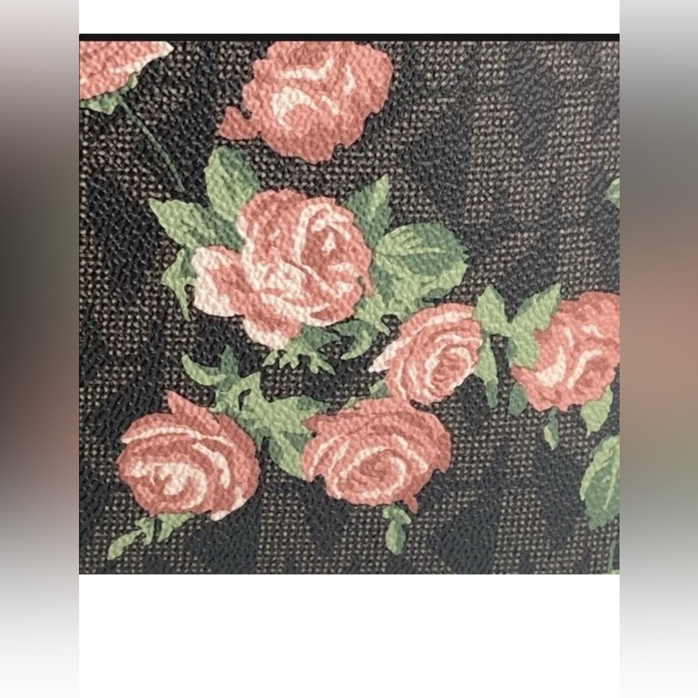 Michael Michael Kors  Rare Cindy Brown Multi Lg Dome With Roses  Print NWOT - Picture 6 of 12